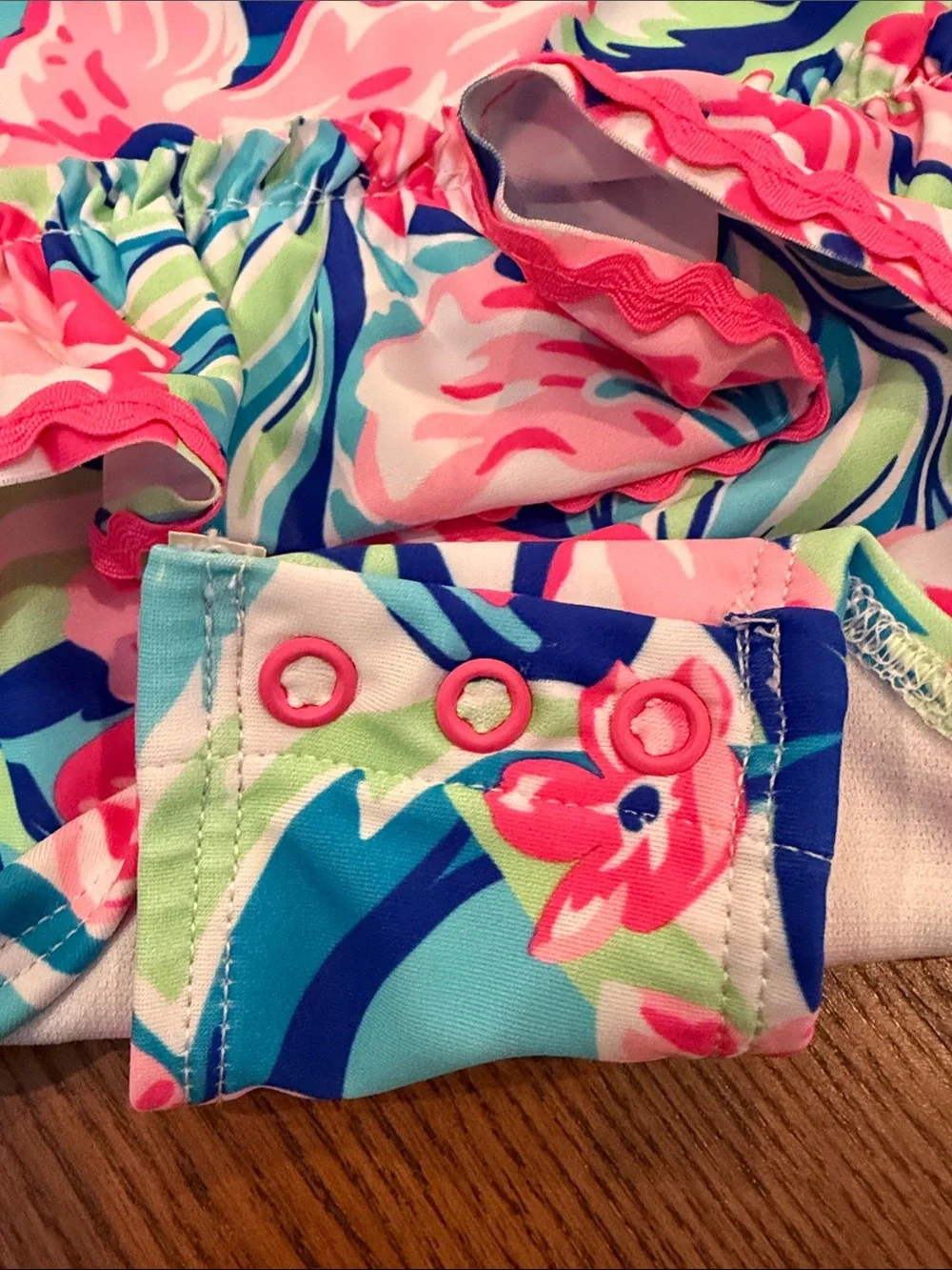 Tommy Bahama Girls Floral Long-Sleeve Rashguard Set in Pink, Blue & Green